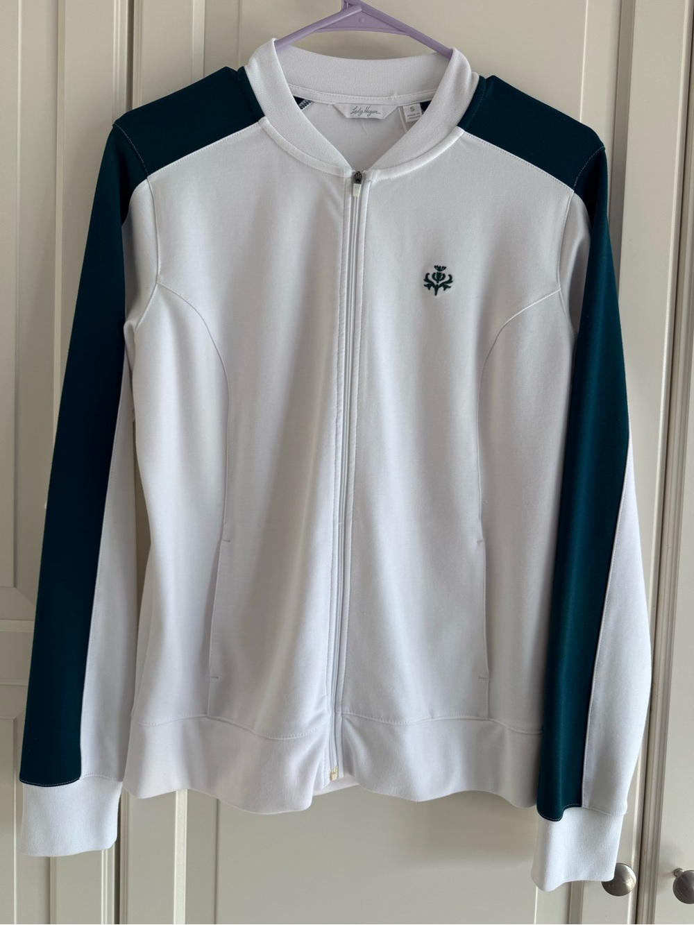 Lady Hagen White and Teal Zip-Front golf Jacket sz small